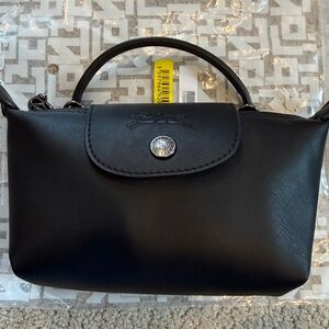 Longchamp Black Crossbody Bag mini le pilage leather